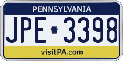 PA license plate JPE3398