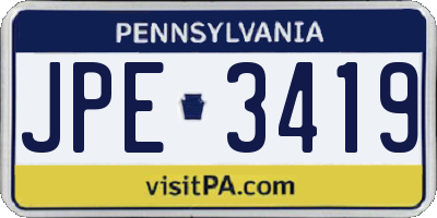 PA license plate JPE3419
