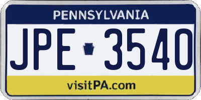 PA license plate JPE3540