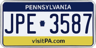 PA license plate JPE3587