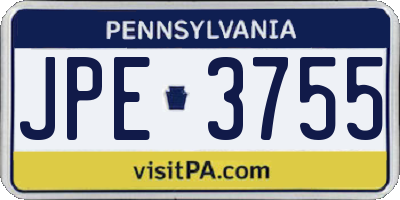 PA license plate JPE3755