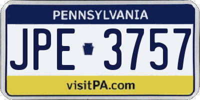 PA license plate JPE3757