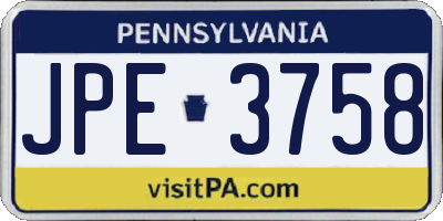PA license plate JPE3758