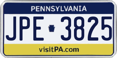 PA license plate JPE3825