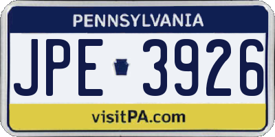 PA license plate JPE3926