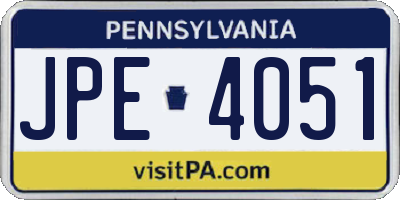 PA license plate JPE4051