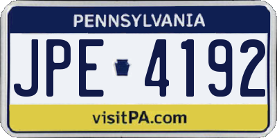 PA license plate JPE4192