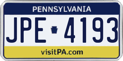 PA license plate JPE4193