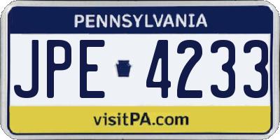 PA license plate JPE4233