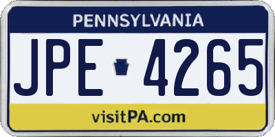 PA license plate JPE4265