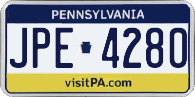 PA license plate JPE4280