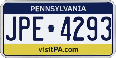 PA license plate JPE4293