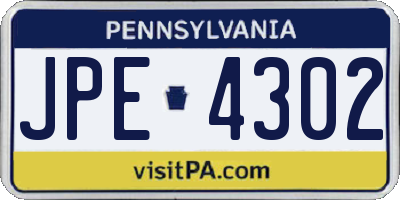 PA license plate JPE4302