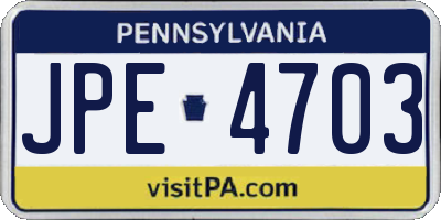 PA license plate JPE4703