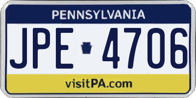 PA license plate JPE4706