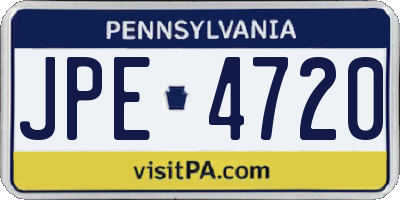 PA license plate JPE4720