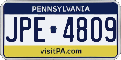 PA license plate JPE4809