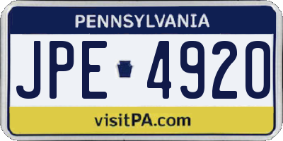 PA license plate JPE4920