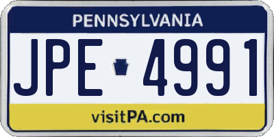 PA license plate JPE4991