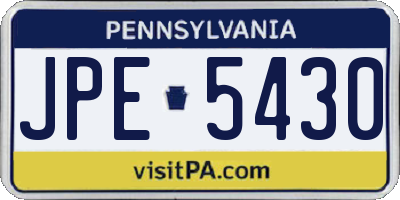 PA license plate JPE5430