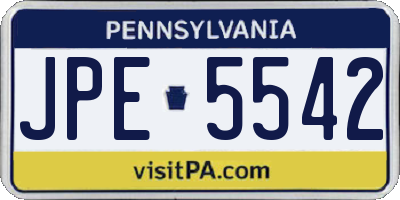 PA license plate JPE5542