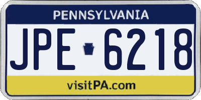 PA license plate JPE6218