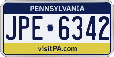 PA license plate JPE6342