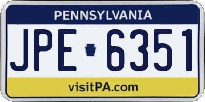 PA license plate JPE6351