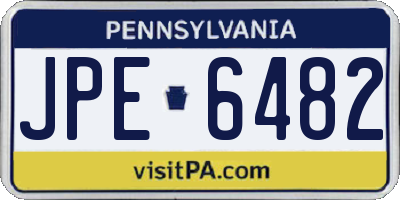 PA license plate JPE6482