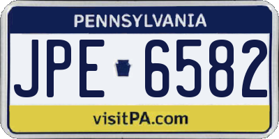 PA license plate JPE6582