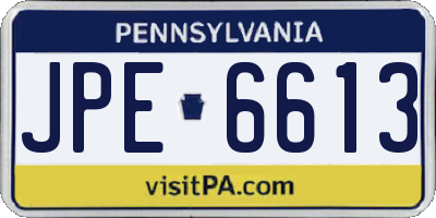 PA license plate JPE6613