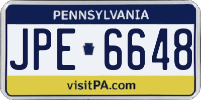 PA license plate JPE6648
