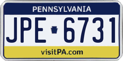 PA license plate JPE6731