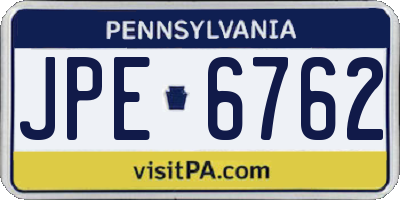 PA license plate JPE6762