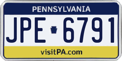 PA license plate JPE6791