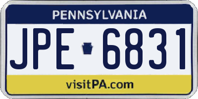 PA license plate JPE6831