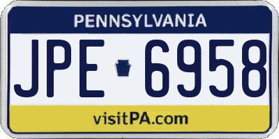 PA license plate JPE6958