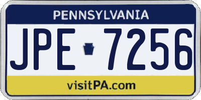 PA license plate JPE7256