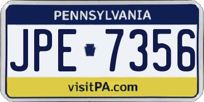 PA license plate JPE7356