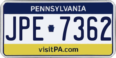 PA license plate JPE7362