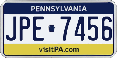 PA license plate JPE7456