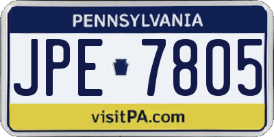 PA license plate JPE7805