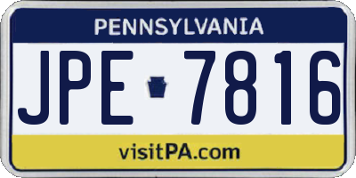 PA license plate JPE7816