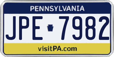 PA license plate JPE7982