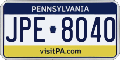 PA license plate JPE8040
