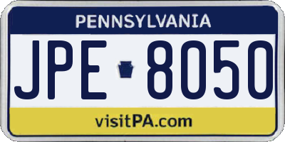 PA license plate JPE8050