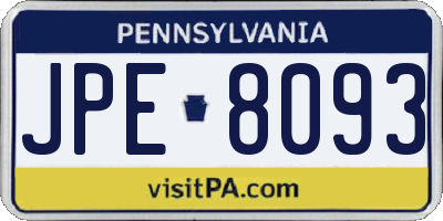 PA license plate JPE8093