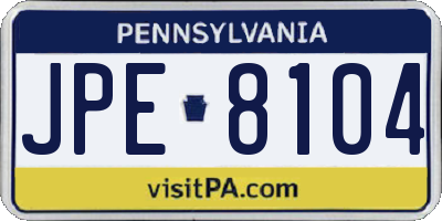 PA license plate JPE8104