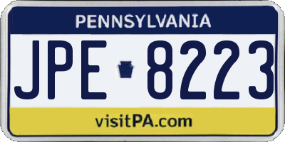 PA license plate JPE8223
