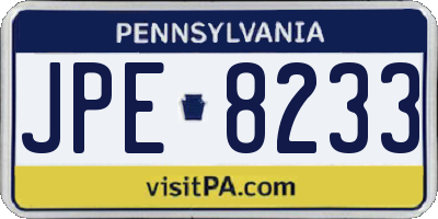 PA license plate JPE8233